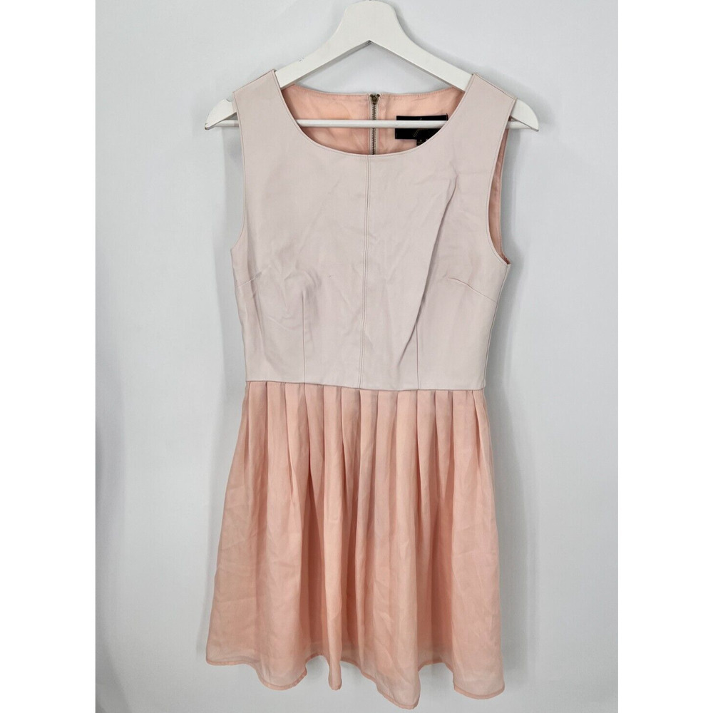Jack BB Dakota Blush Pink Faux Leather Pleated A Line Dress Cocktail Party Sz 6